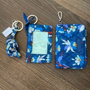 Vera Bradley Blue Floral Bursts, Wallet, Coin purse with lanyard NWT
